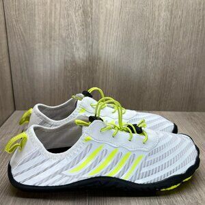 Barestep Active Sneakers Mens 43 Lace Up Mesh Flexible Comfort White Neon Green